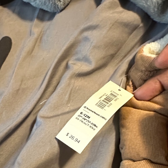 Old Navy Tan Quilted Corduroy Vest with Plaid Yoke and Sherpa Collar - Picture 3 of 3